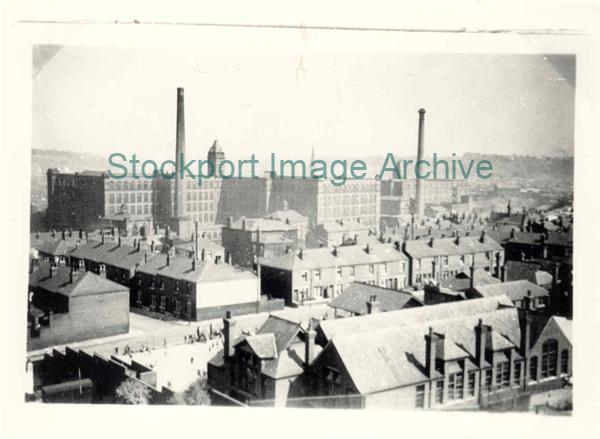 View of Portwood mills and factories.                                                                                                                                                                                                                          