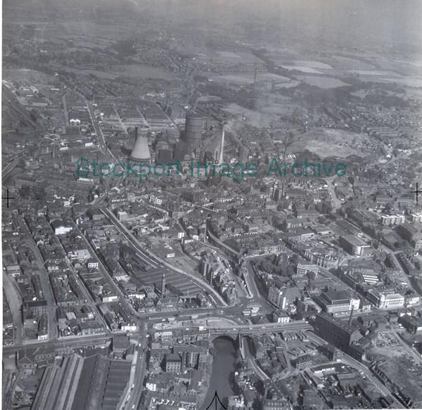 An Aerial View of Portwood and Mersey Square                                                                                                                                                                                                                   